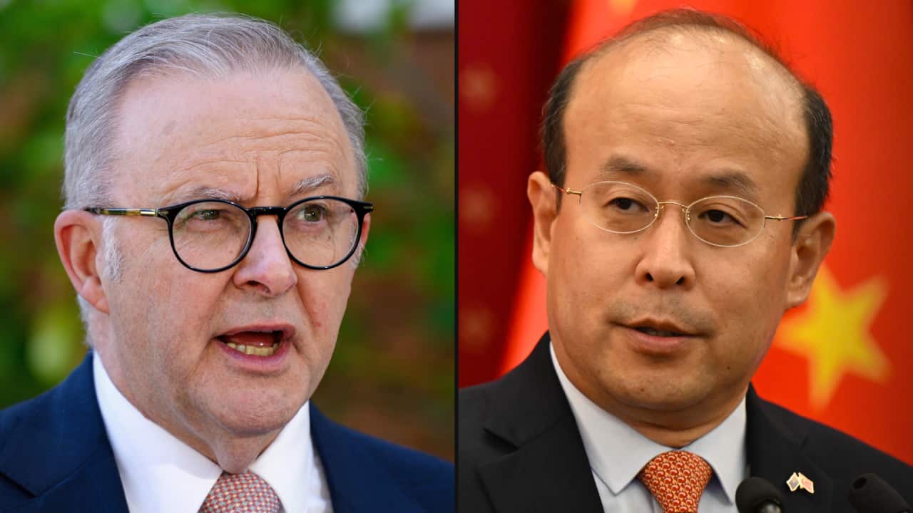 A split image of two men in suits.