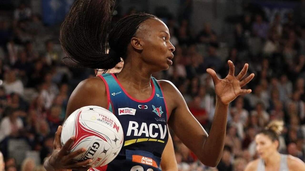 Mwai Kumwenda of the Vixens in action.