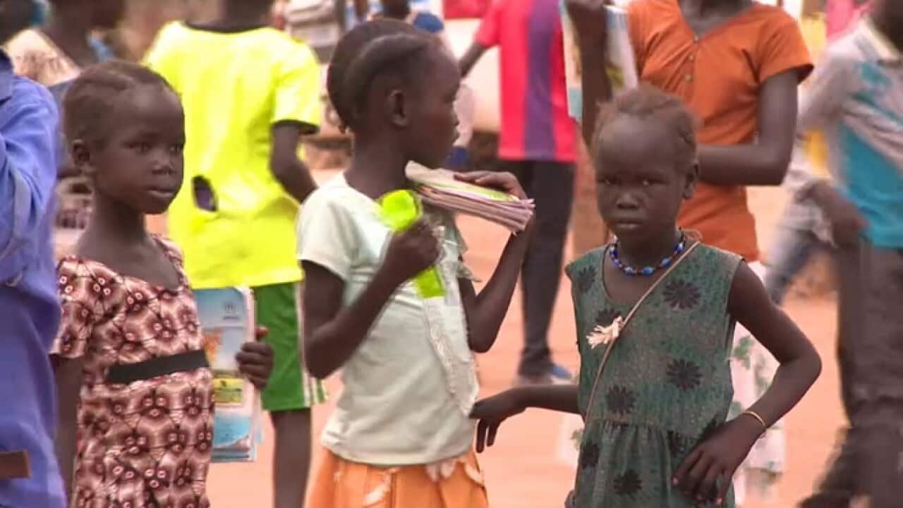 Refugee children at a camp in South Sudan