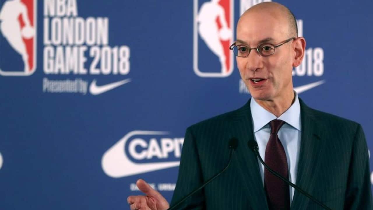 NBA Commissioner Adam Silver at a press conference in London