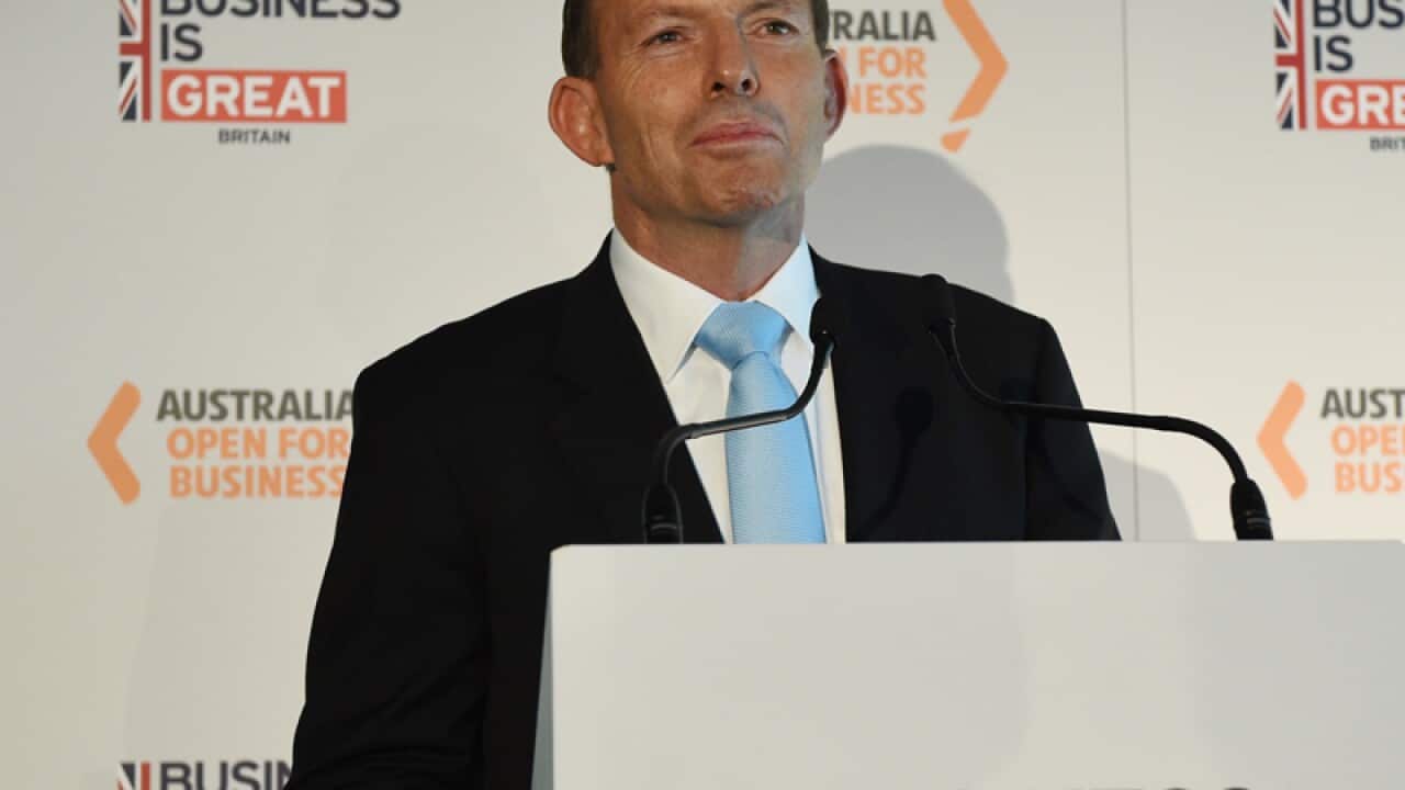 Tony Abbott speaks at a business breakfast before the G20 summit.