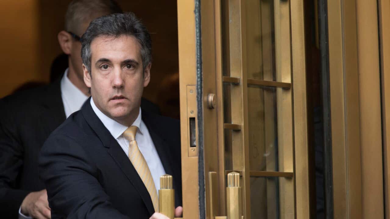 FILE - In this Aug. 21, 2018, file photo, Michael Cohen leaves Federal court, in New York (AAP)