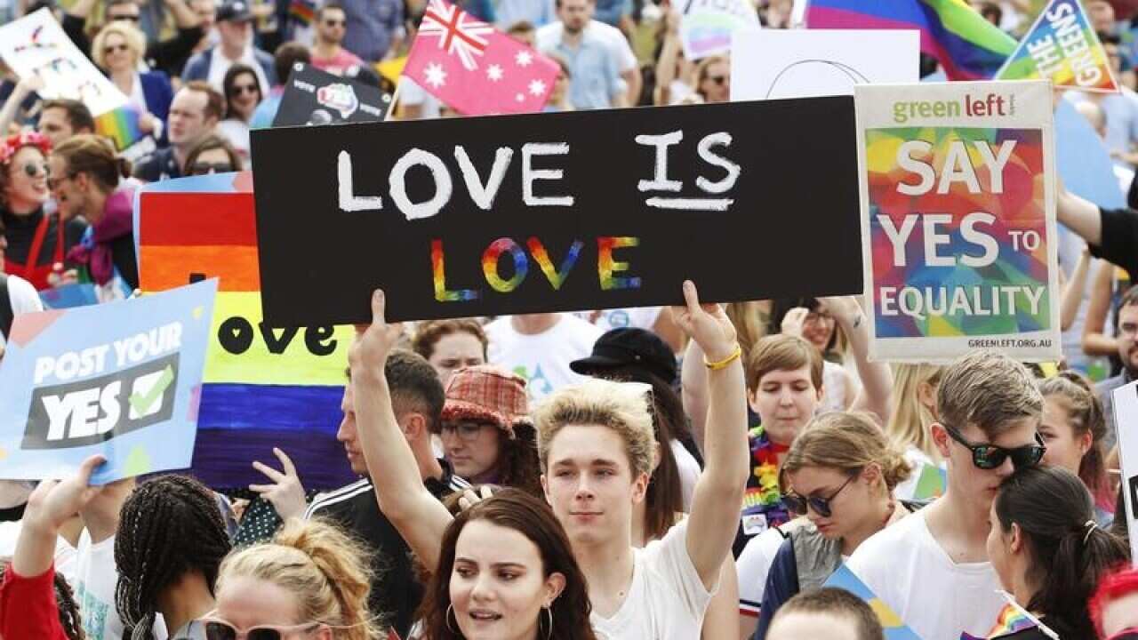 Marriage equality supporters in Sydney