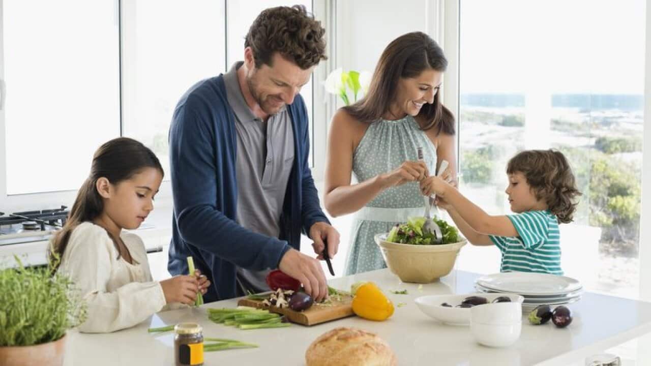 Family preparing food