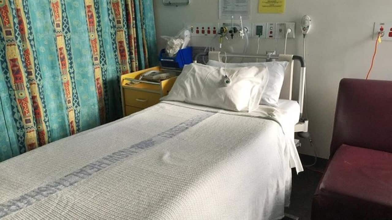 An empty bed at the Sydney Children's Hospital.