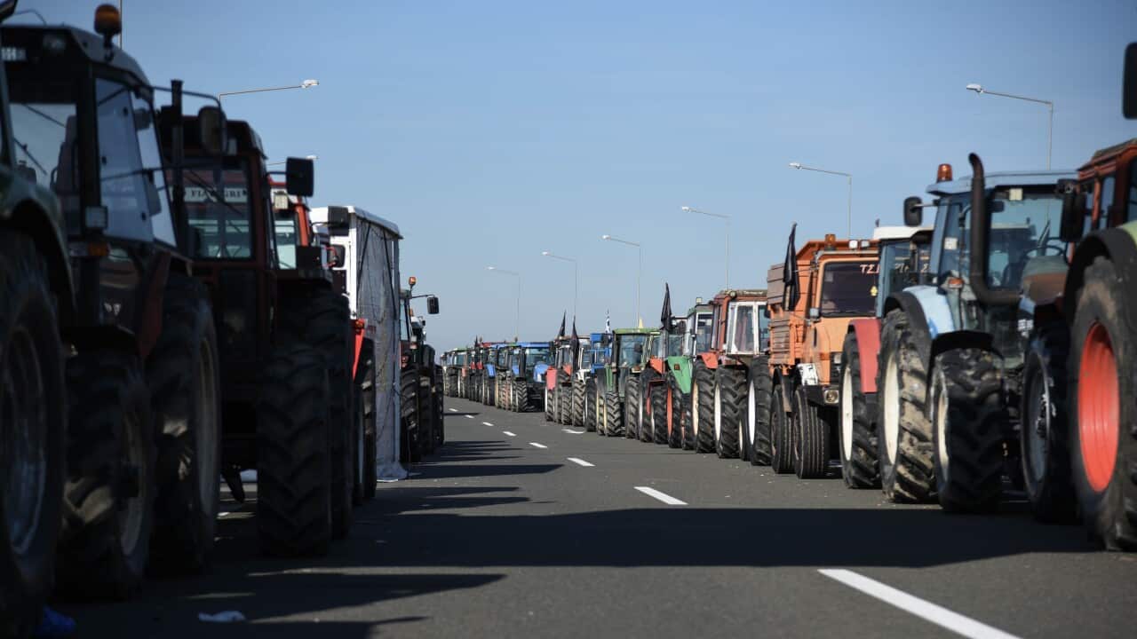 Greece: Farmers from Karditsa close the E65 national road.