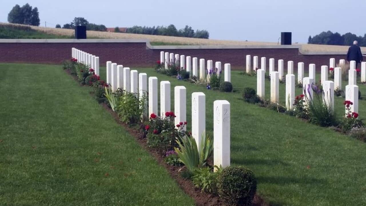 Gravestones for WW1 soldiers at Fromelles.