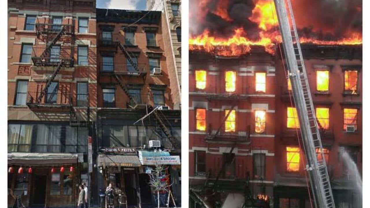 Building collapses, burns in New York's East Village | SBS News