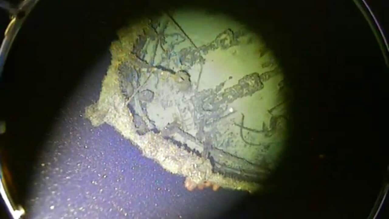 A current still image of the SS Iron Crown, which was used to carry freight during World War II, has been discovered off the Victorian coastline.