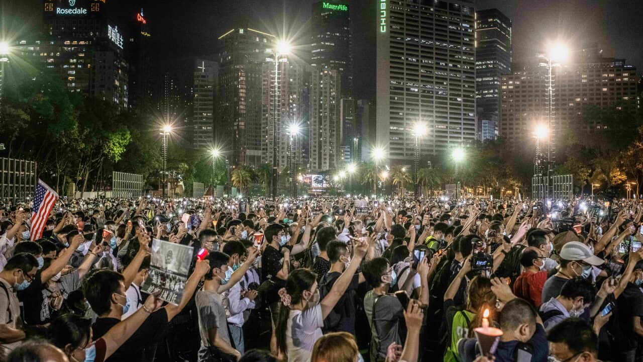 Tiananmen Square Massacre memorial vigil in Hong Kong.