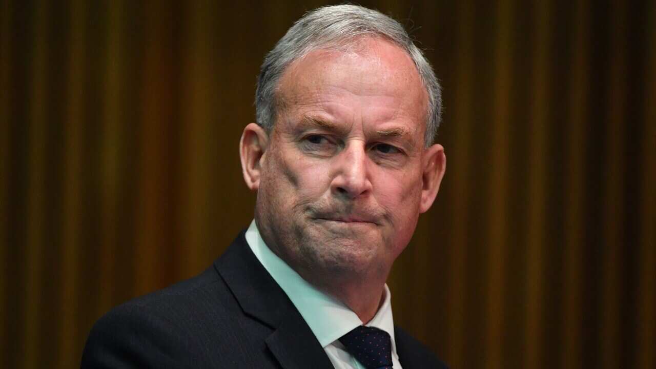 Minister for Aged Care Richard Colbeck at a press conference at Parliament House in Canberra.