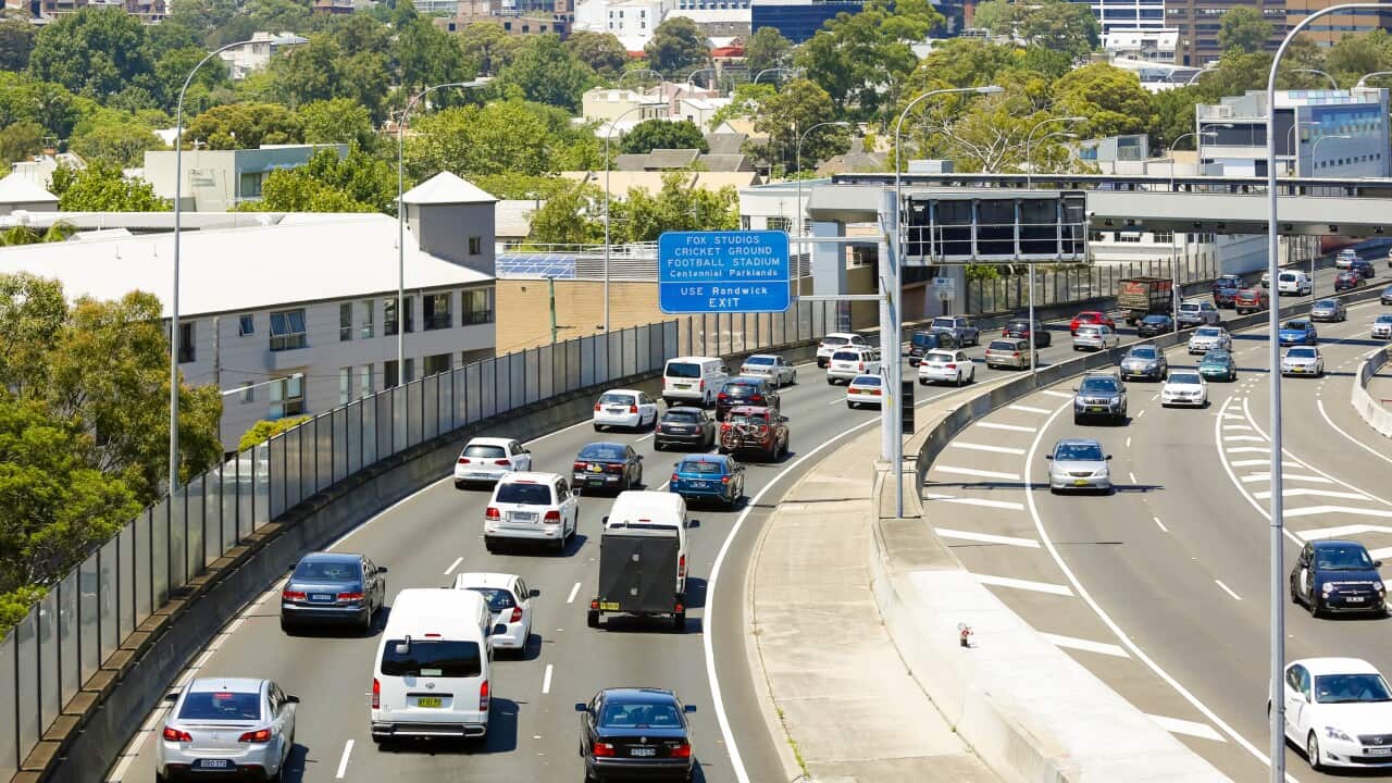 Rush hour on freeway in Sydney, Pacific Motorway M1