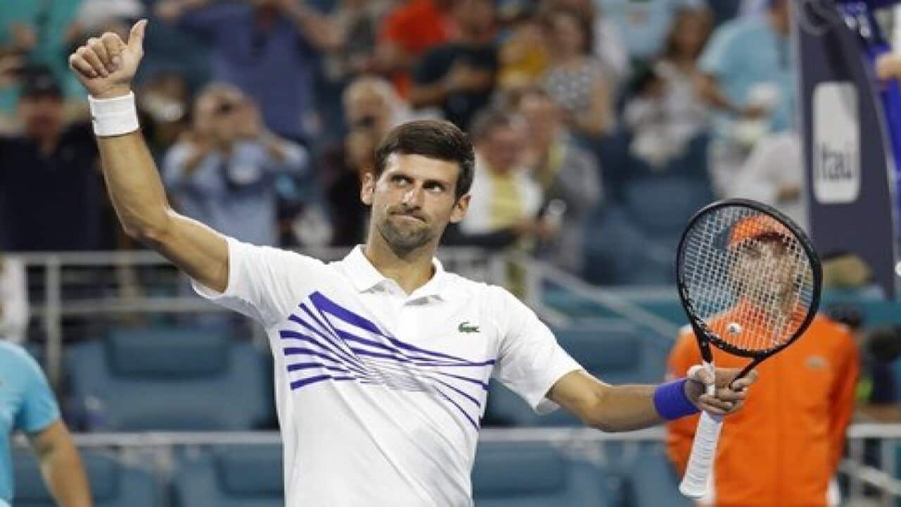 Djokovic beats Delbonis, stays on track for seventh Miami title
