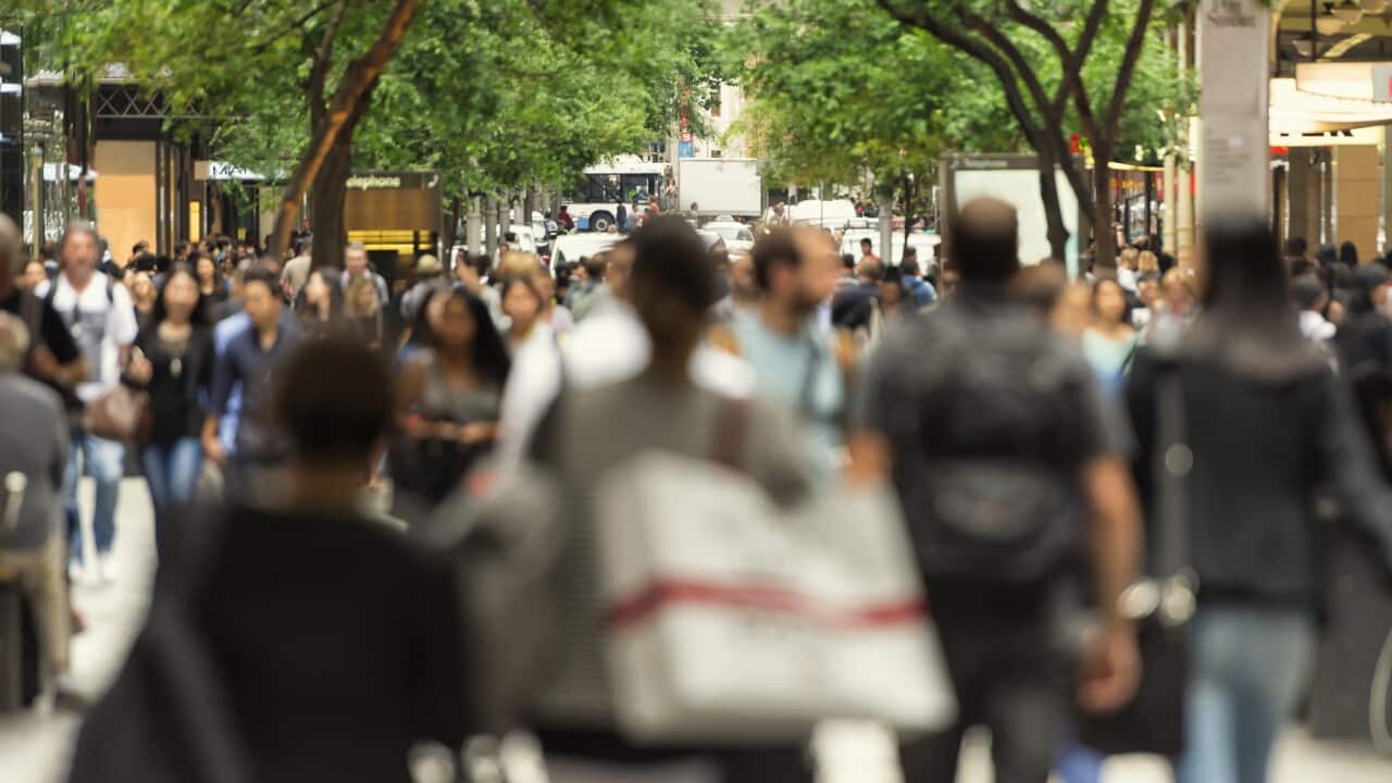 Crowded shopping street