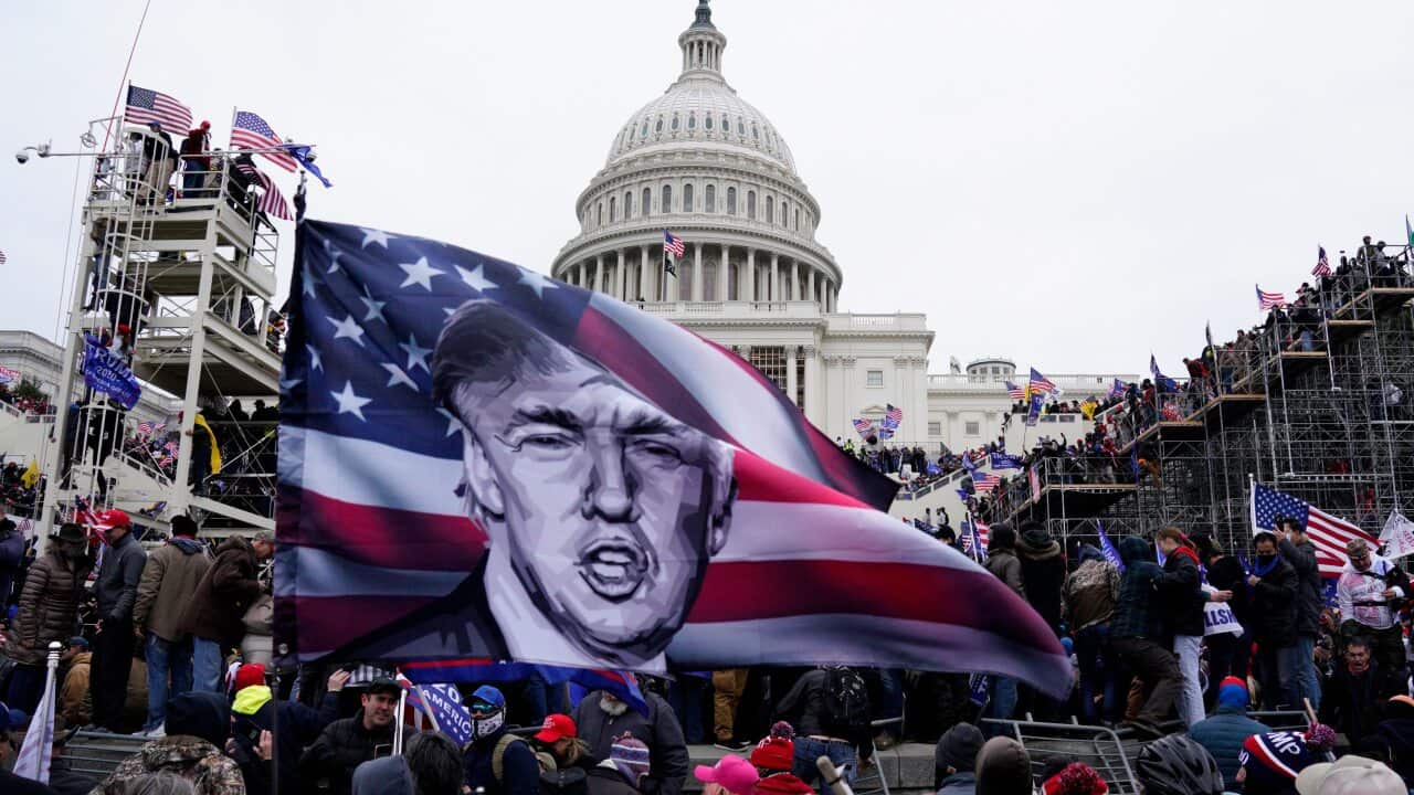 Pro-Trump protesters storming the grounds of the US Capitol, in Washington, DC, USA, 06 January 2021.
