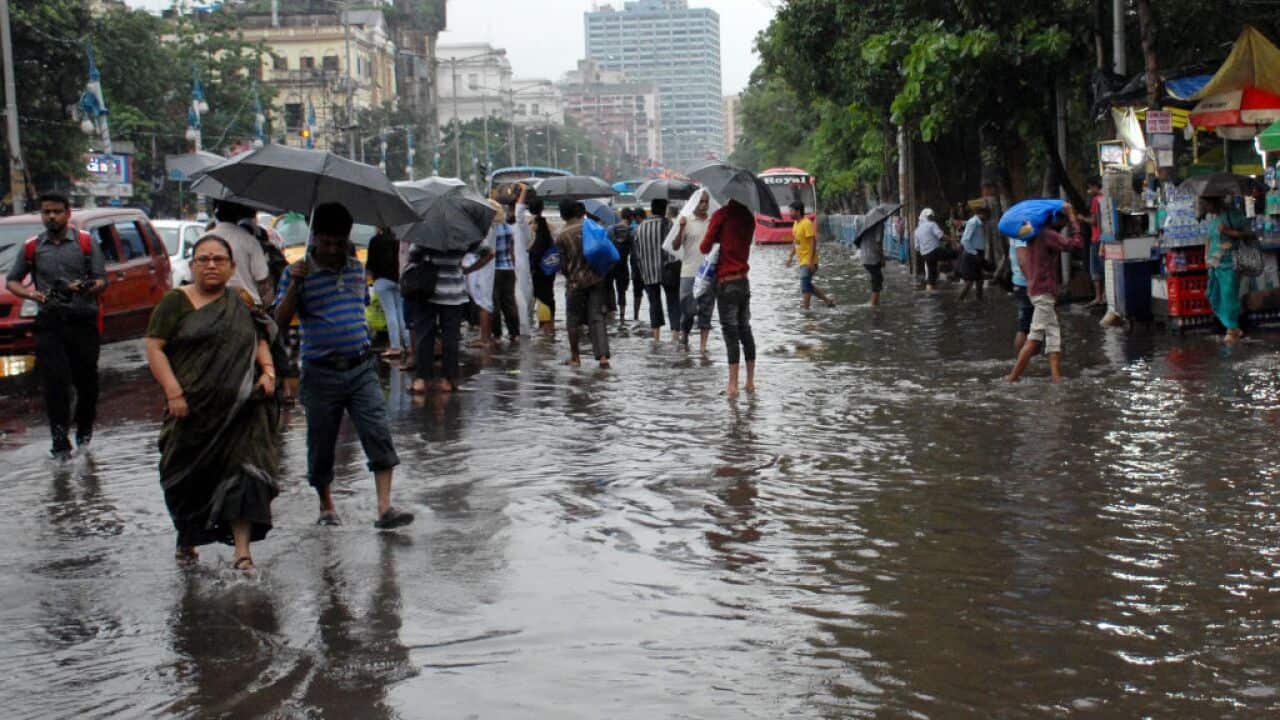 Water logged street in Kolkata