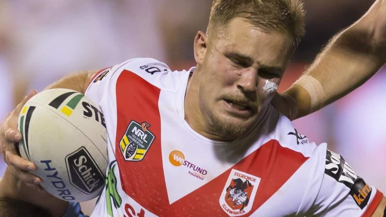 This is a file image of NRL player Jack de Belin of the Dragons.