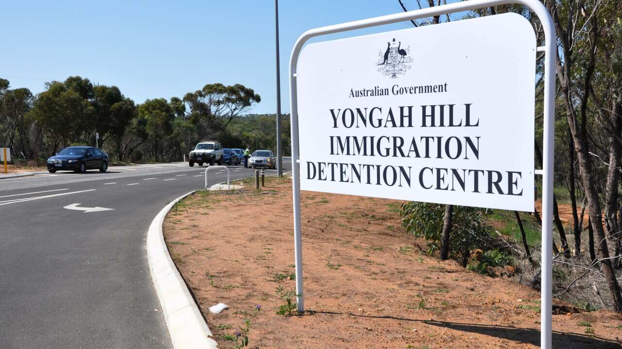 The entrance to Yongah Hill Immigration Detention Centre in Northam, Western Australia in 2012.