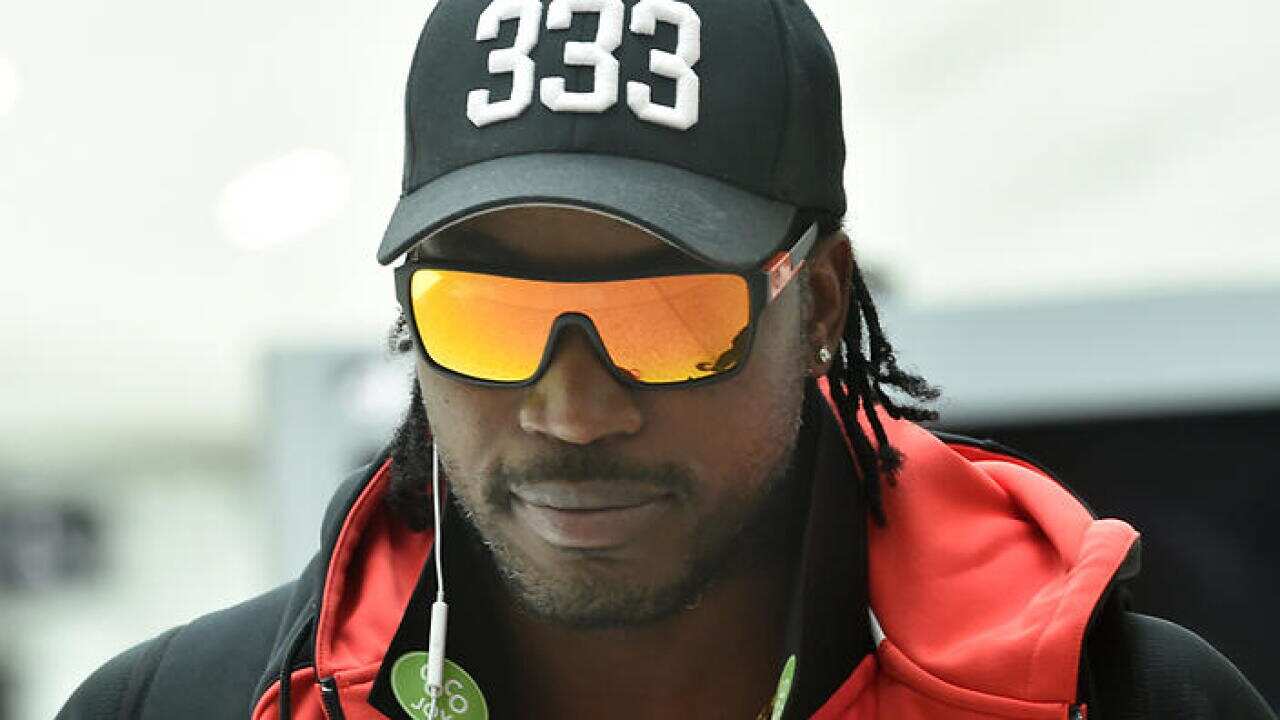 Melbourne Renegades batsman Chris Gayle arrives at Melbourne Airport in Melbourne, Tuesday, Jan. 5, 2016.