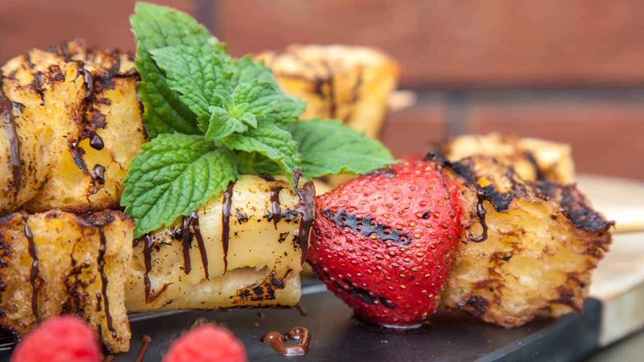 Grilled cinnamon toast fruit kebabs