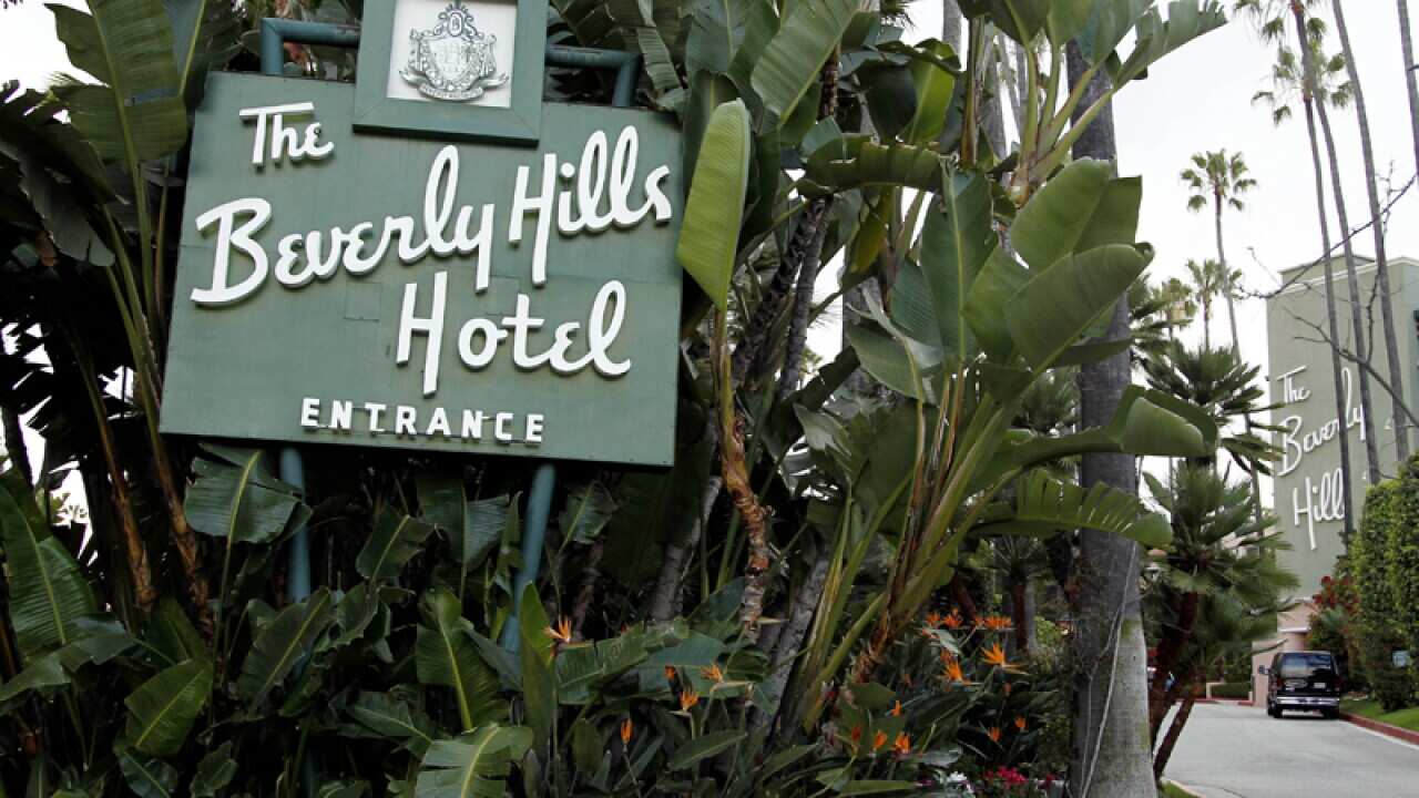The entrance to the Beverly Hills Hotel in Beverly Hills