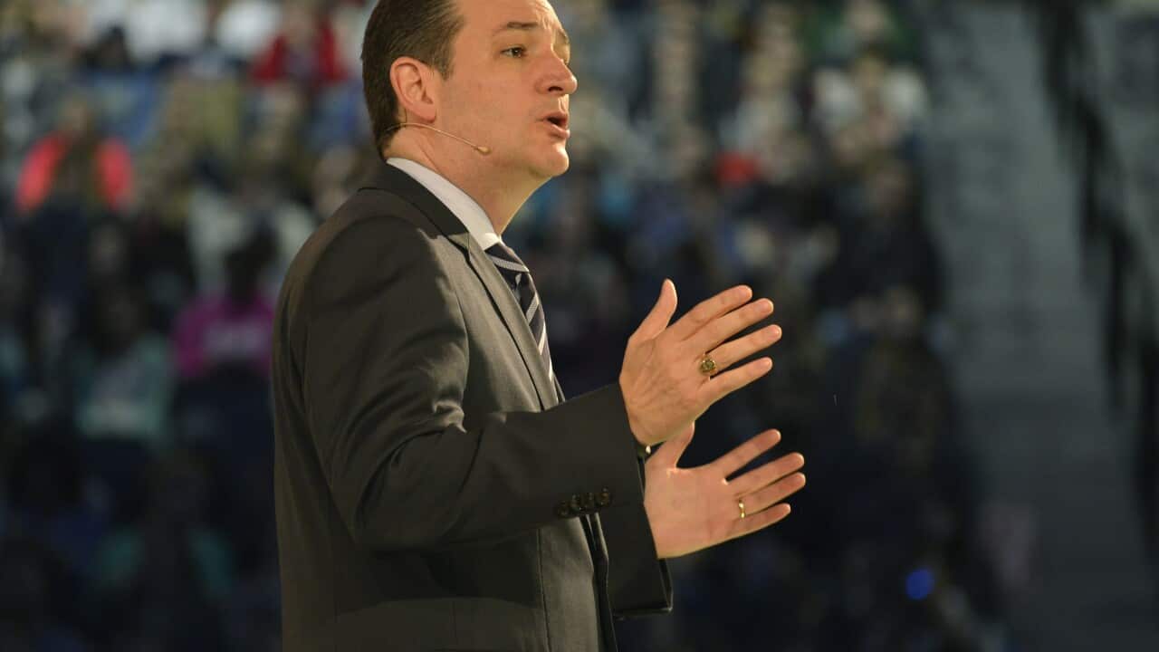US Senator Ted Cruz makes remarks as he launches his presidential candidacy at Liberty University, Lynchburg, Virginia, USA, 23 March 2015. (EPA/MIKE THEILER)