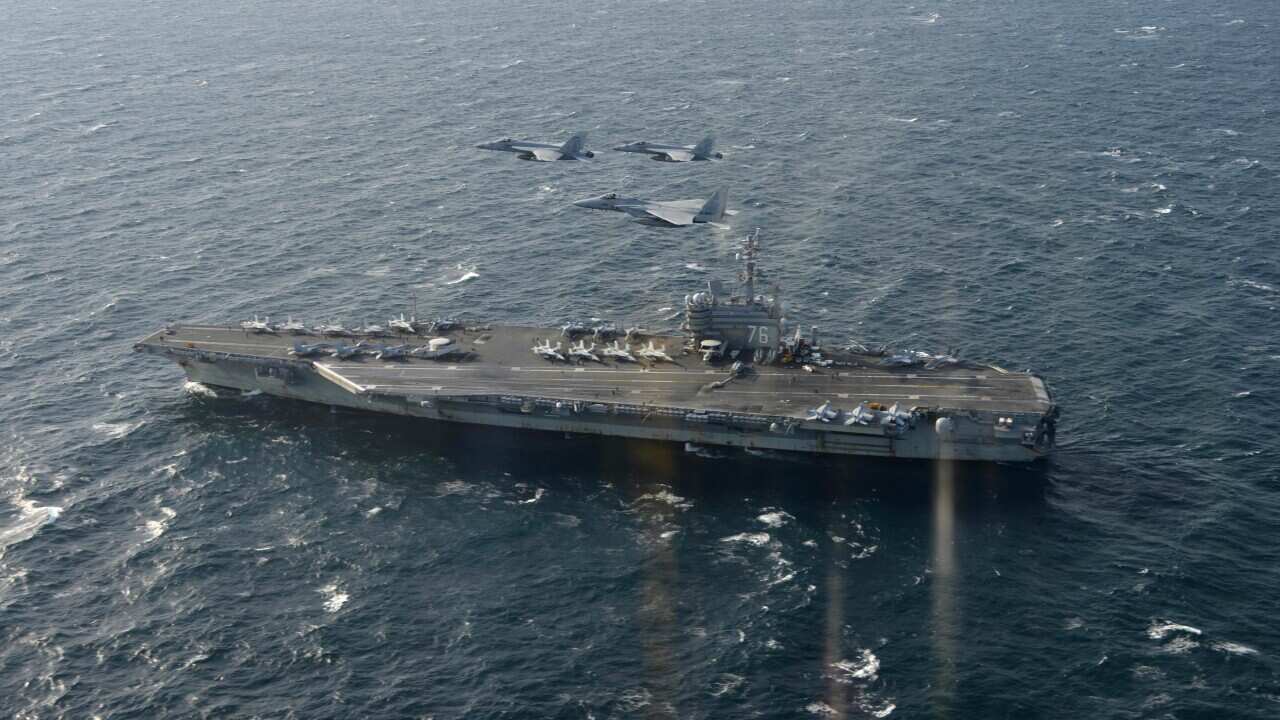 The United States and South Korea are carrying out joint naval exercises that involve three US aircraft carriers.