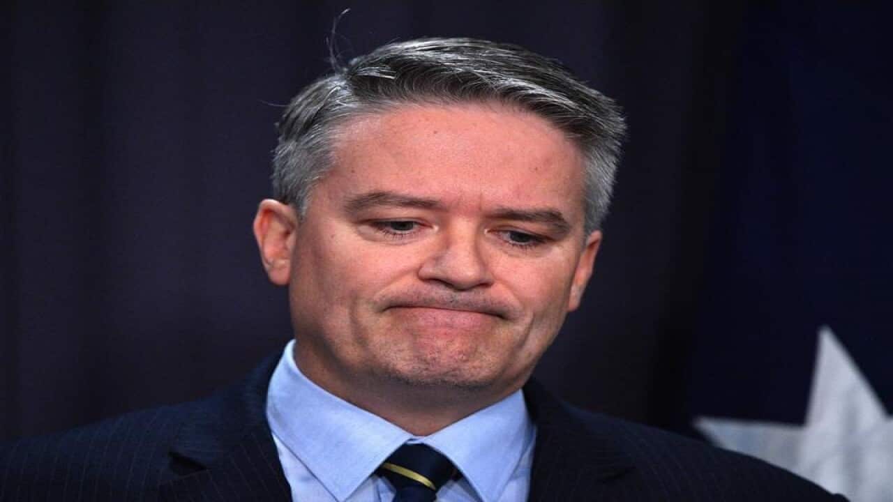 Minister for Finance Mathias Cormann at a press conference.
