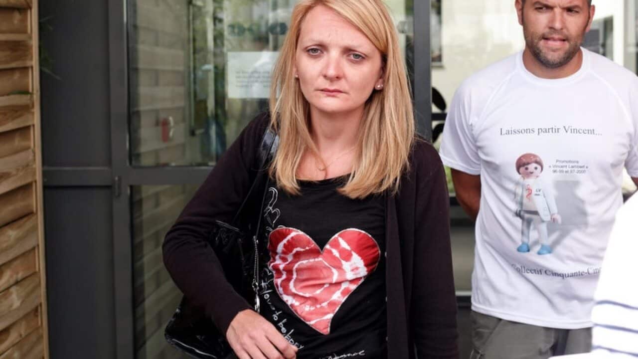 Rachel Lambert, wife of Vincent Lambert, wants doctors to stop life support for her husband, but his parents disagree. (AAP)