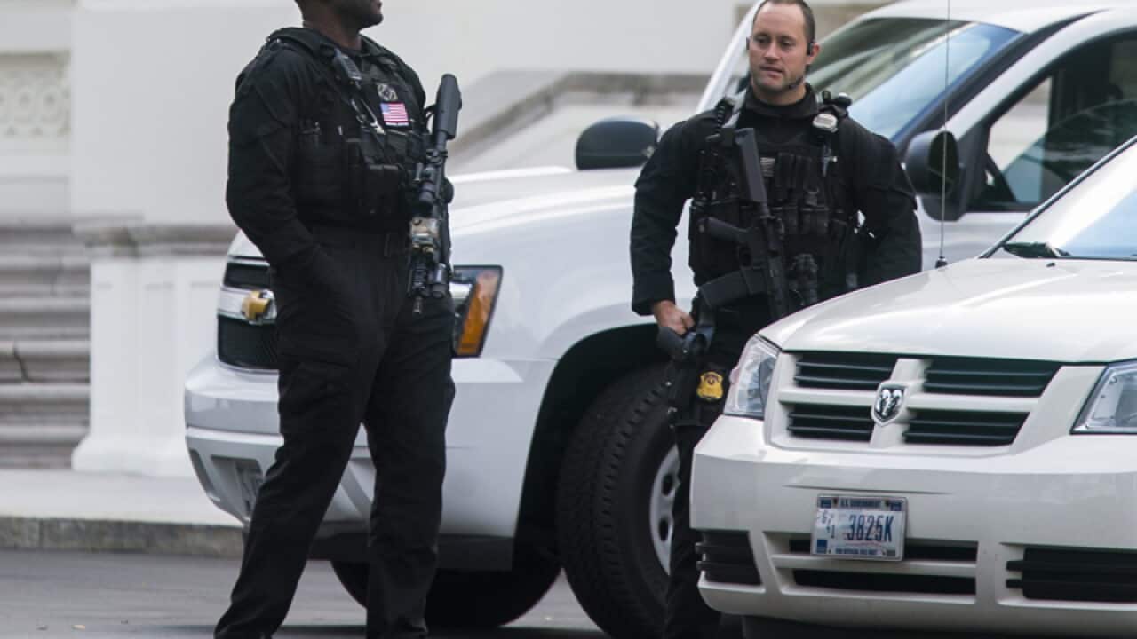 Secret Service agents outside the White House