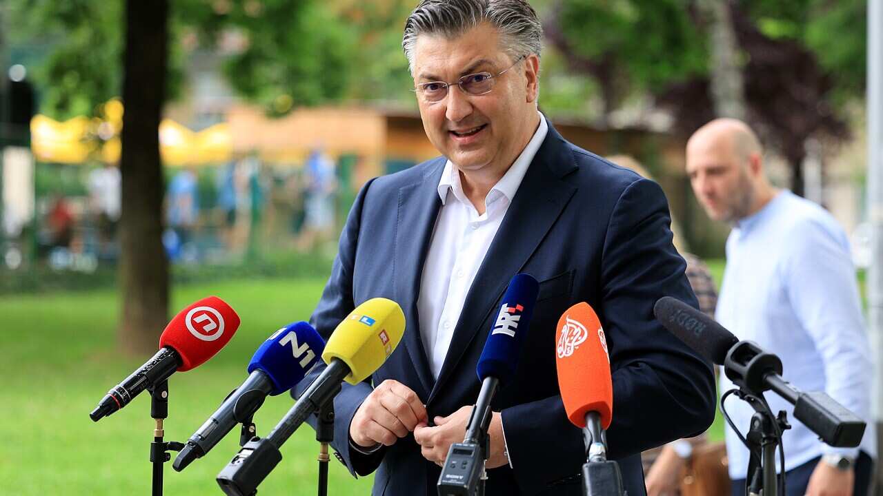Prime Ministr of Croatia Andrej Plenkovic votes during EU elections