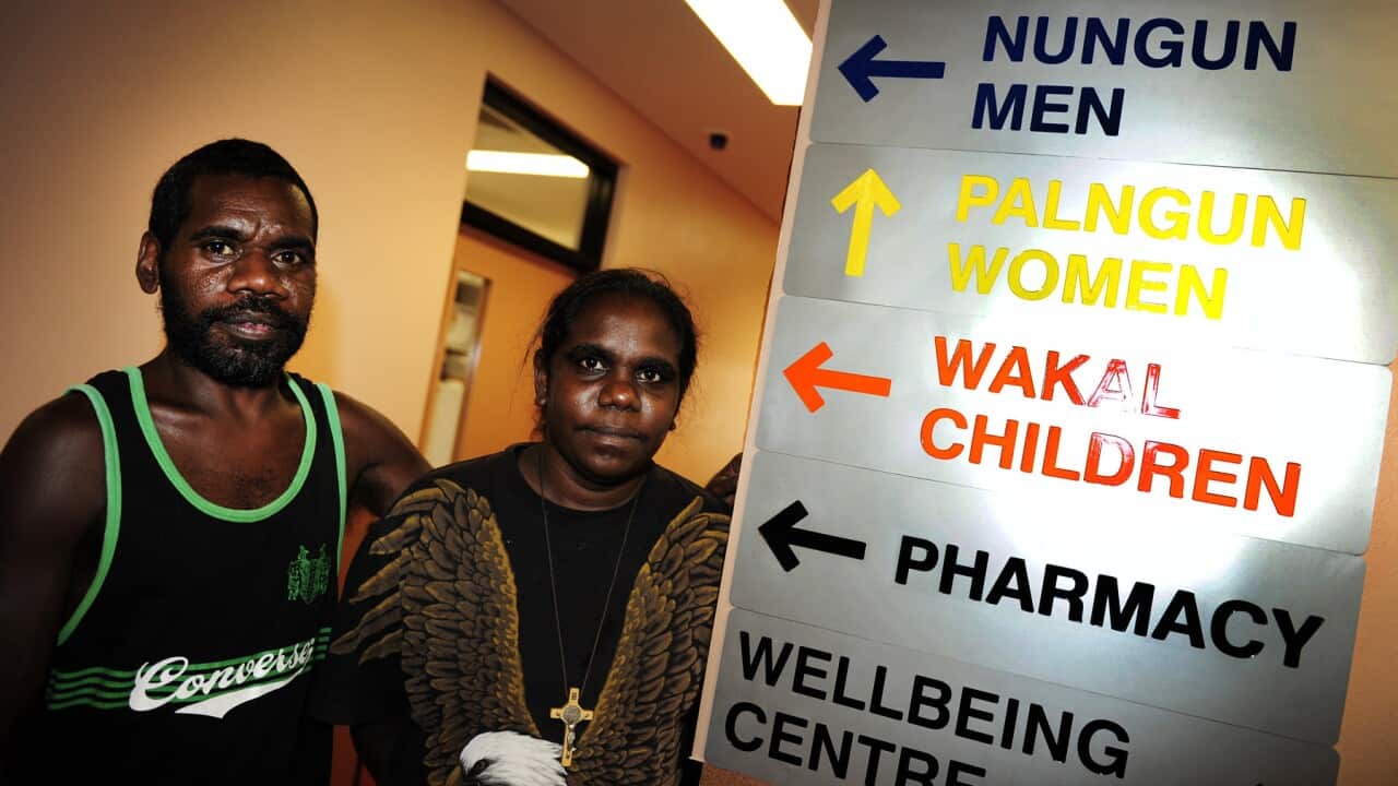 Couple at a health clinic in Darwin.