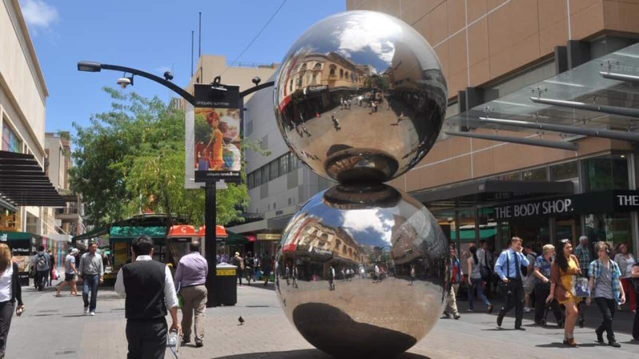 A file image of pedestrians in Rundle Mall in Adelaide
