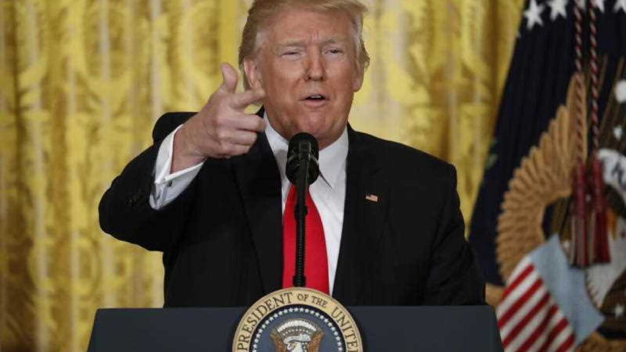 President Donald Trump speaks during a news conference, Thursday, Feb. 16, 2017, in the East Room of the White House in Washington.