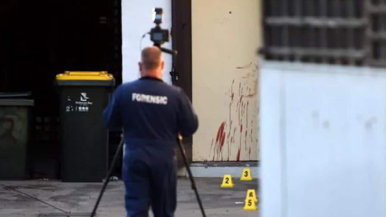 A large amount of blood was smeared on the property’s front door