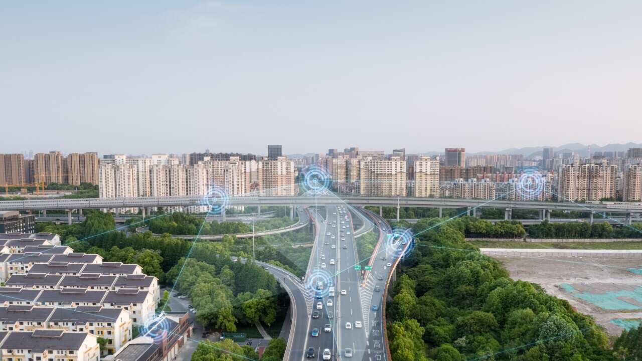 smart transportation with Motorway intersection