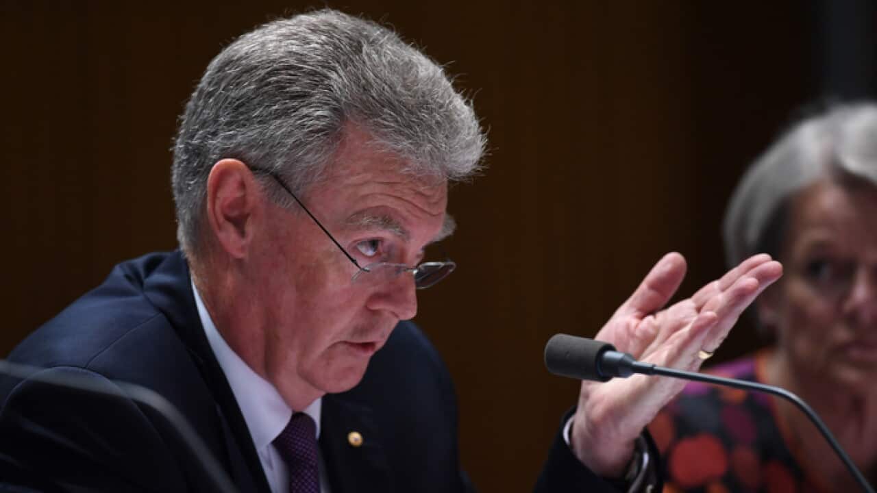 ASIO director-general Duncan Lewis speaks during Senate estimates hearings at Parliament House in Canberra