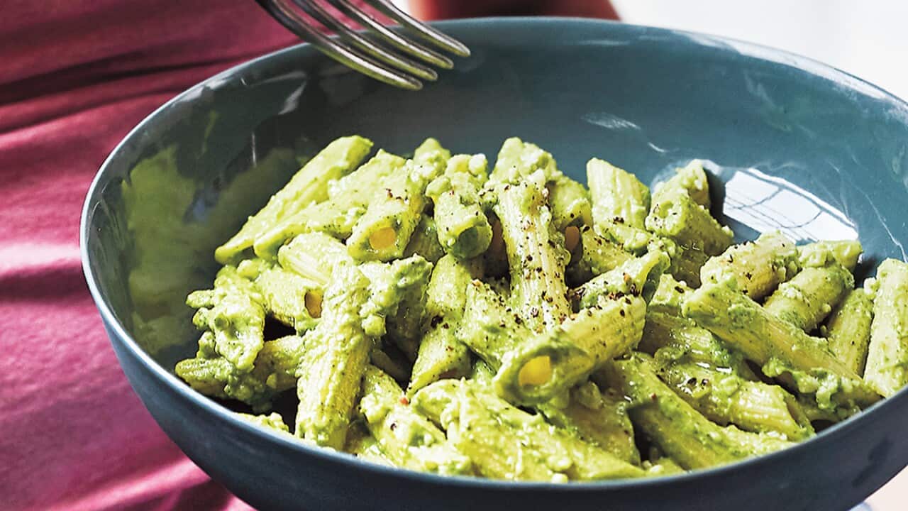 Penne with zucchini crema