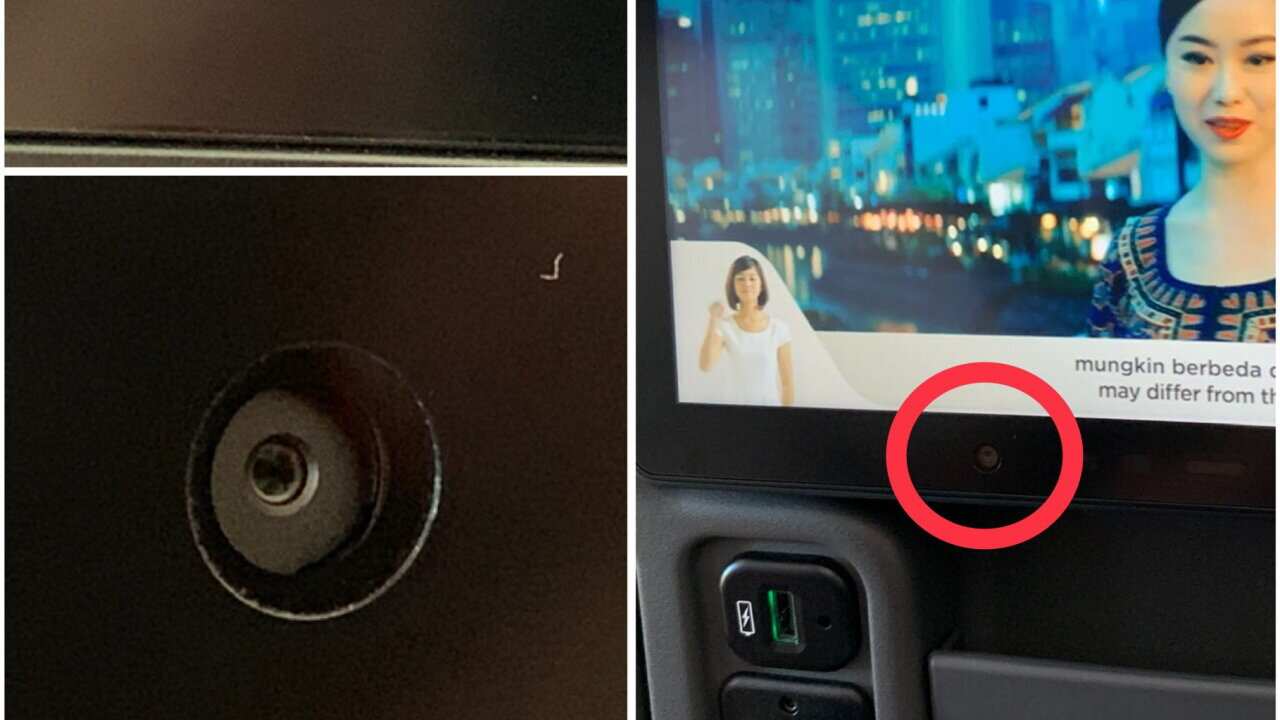 A passenger found small cameras on the back of some seats