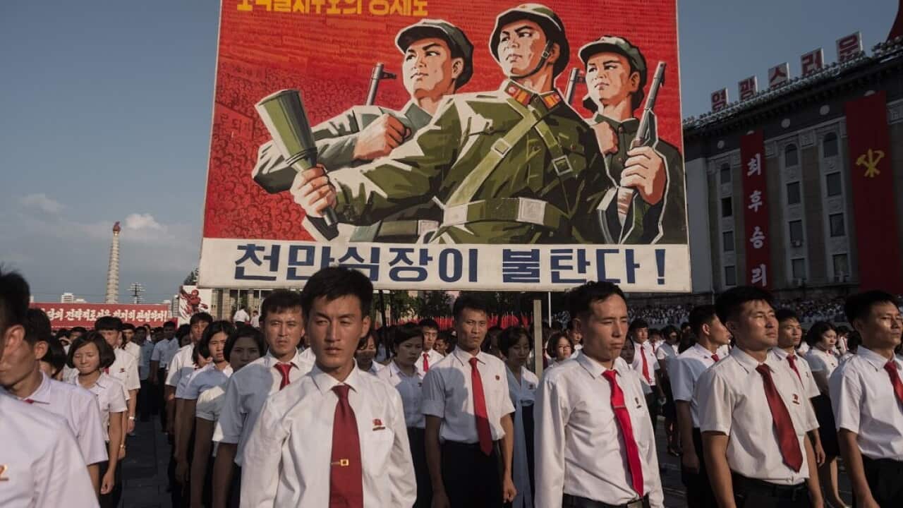 A propaganda poster in North Korea