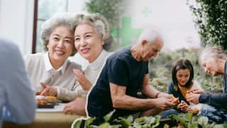 A composite of older people interacting