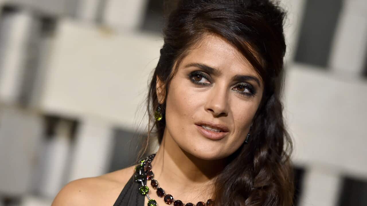 Salma Hayek arrives at the 13th Annual Gala in the Garden at the Hammer Museum on Saturday, Oct. 10, 2015, in Los Angeles. (Photo by Jordan Strauss/Invision/AP)