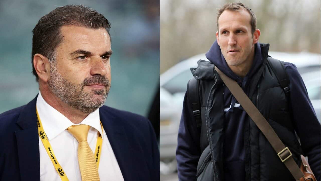Ange Postecoglou and Mark Schwarzer