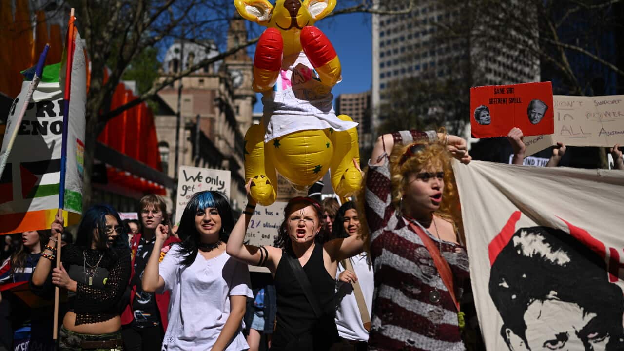 STUDENTS PROTEST HANSON
