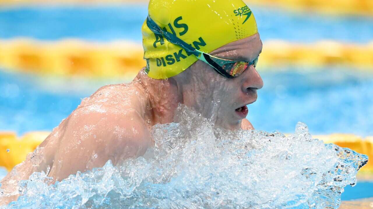 Tim Disken of Australia during the Swimming Heats at the Tokyo Aquatic Centre.
