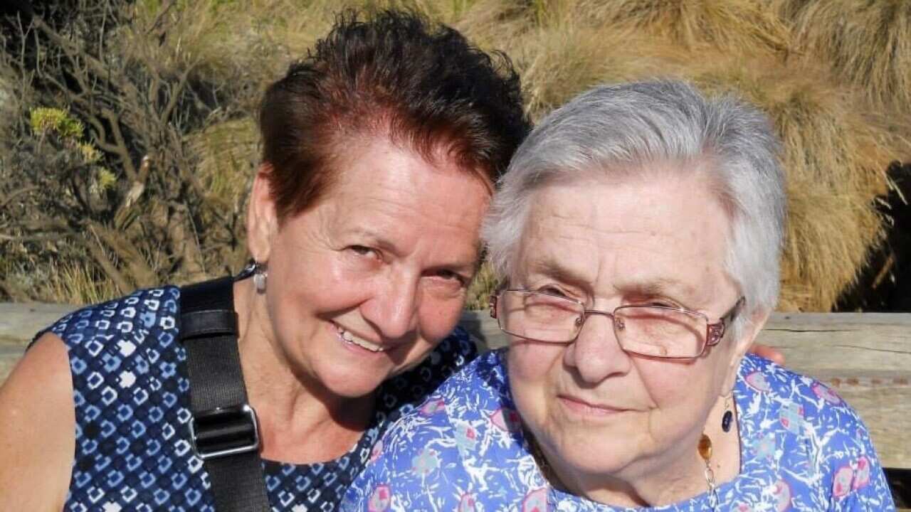 Manuela Caluzzi with her mother