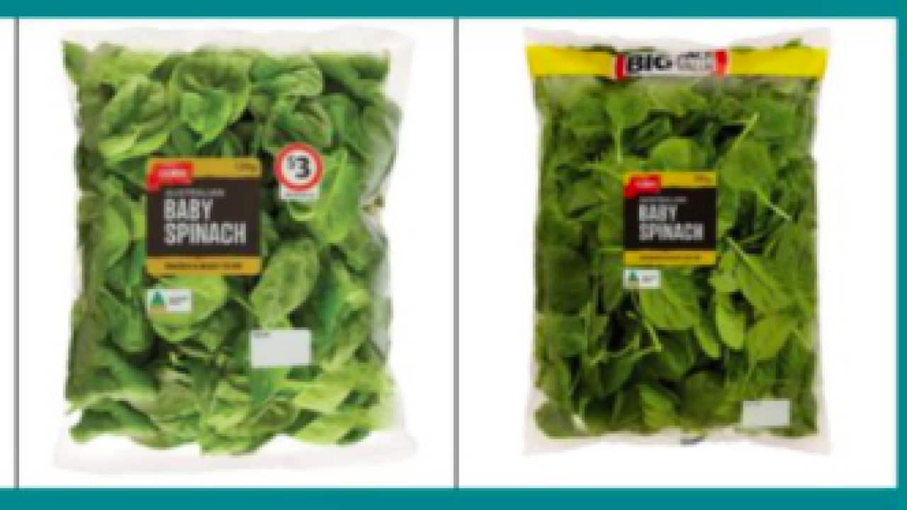 The recall applies to bags of ‘Coles Baby Spinach’ in sizes 60g, 120g and 280g that carry a use-by date of April 13 and 14, 2022.