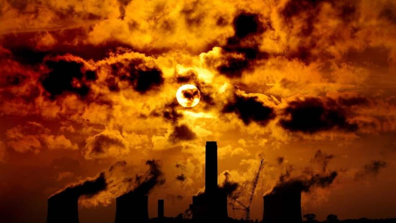 The sun setting over the Ratcliffe-on-Soar coal-fired power station.