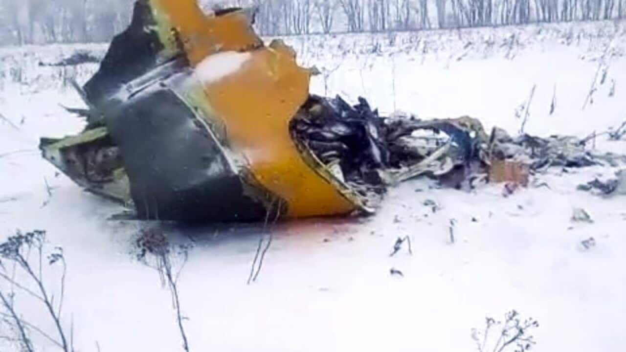 Wreckage from a plane which crashed near Moscow.
