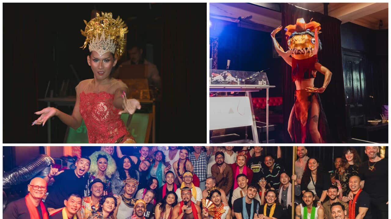 Image 1: Stonewall Mardi Gras 2025 - Drag performance, Sydney 27 Feb 2025. Credit photo: Nao Milan von Java.
Image 2: Stonewall Mardi Gras 2026 – Dia Spice Merapi performance, Sydney 26 Feb 2026. Credit photo: Marche.
Image 3: Stonewall Mardi Gras 2026 – Group photo, Sydney 26 Feb 2026. Credit photo: Marche.